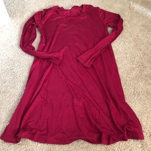 Maroon Red Long Sleeve Dress S